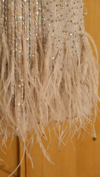 Vintage feather mini bustier dress