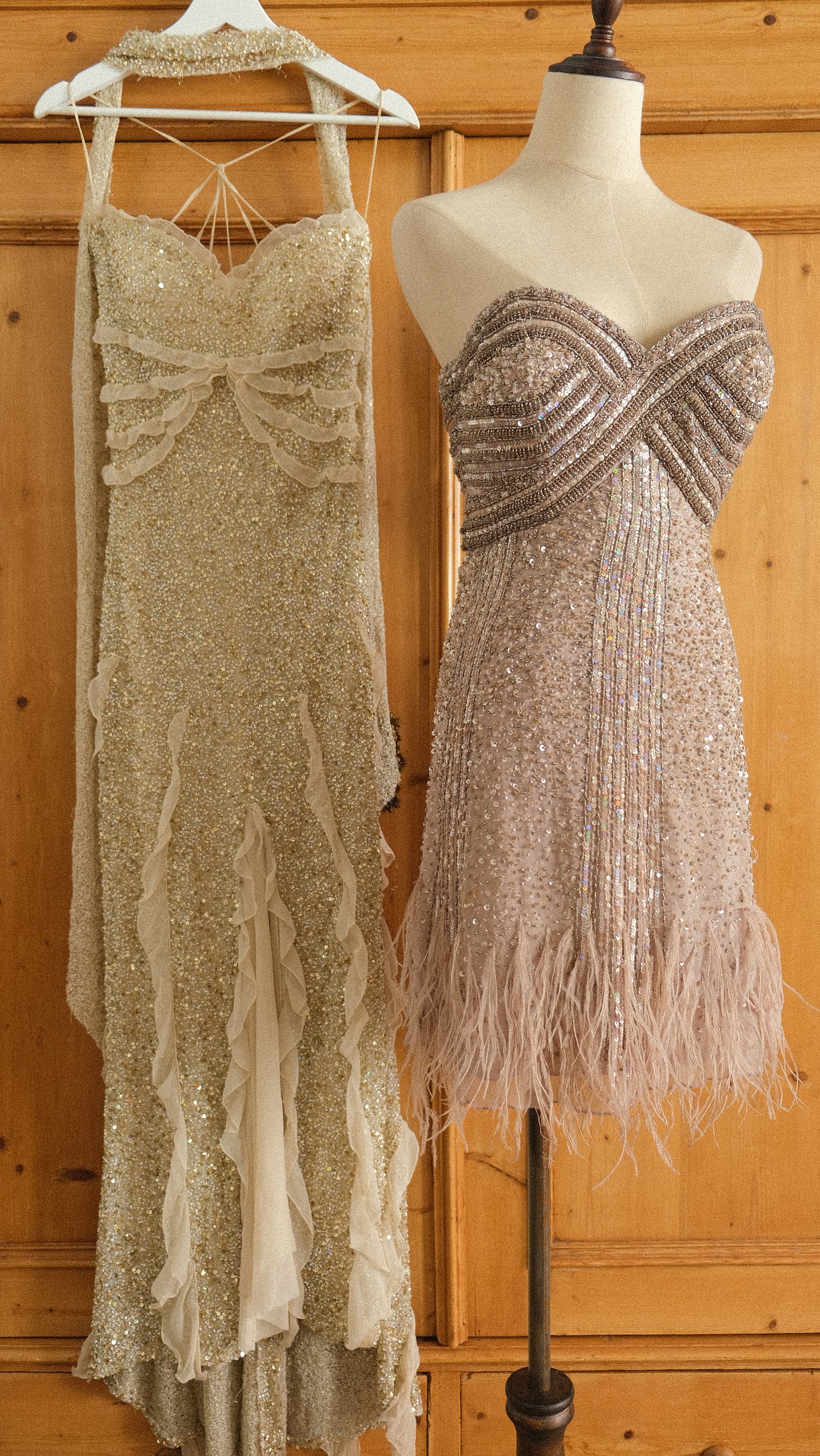 Vintage feather mini bustier dress