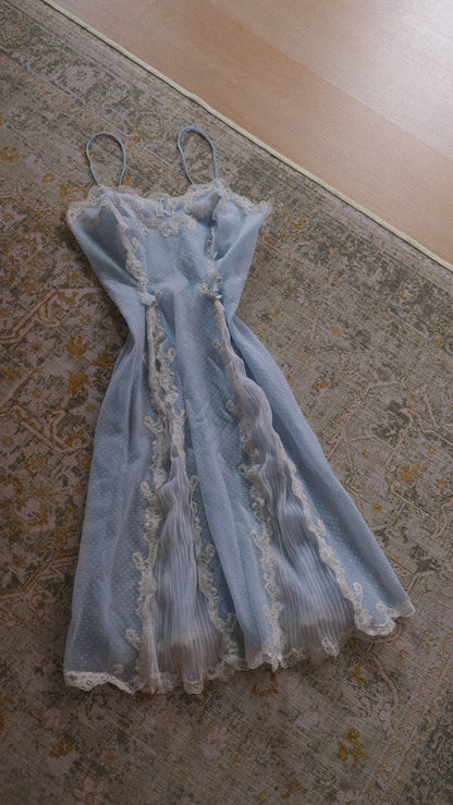 Cloud blue vintage babydoll with pleads (S/M, M)
