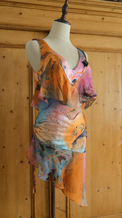Vintage French asymmetrical ultramini dress