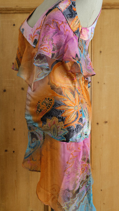 Vintage French asymmetrical ultramini dress