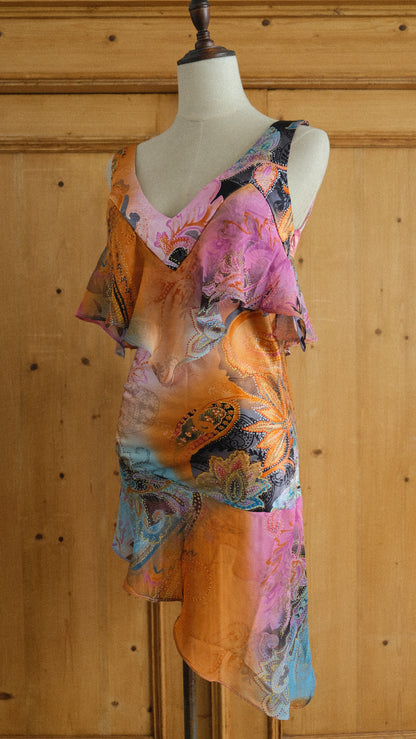 Vintage French asymmetrical ultramini dress