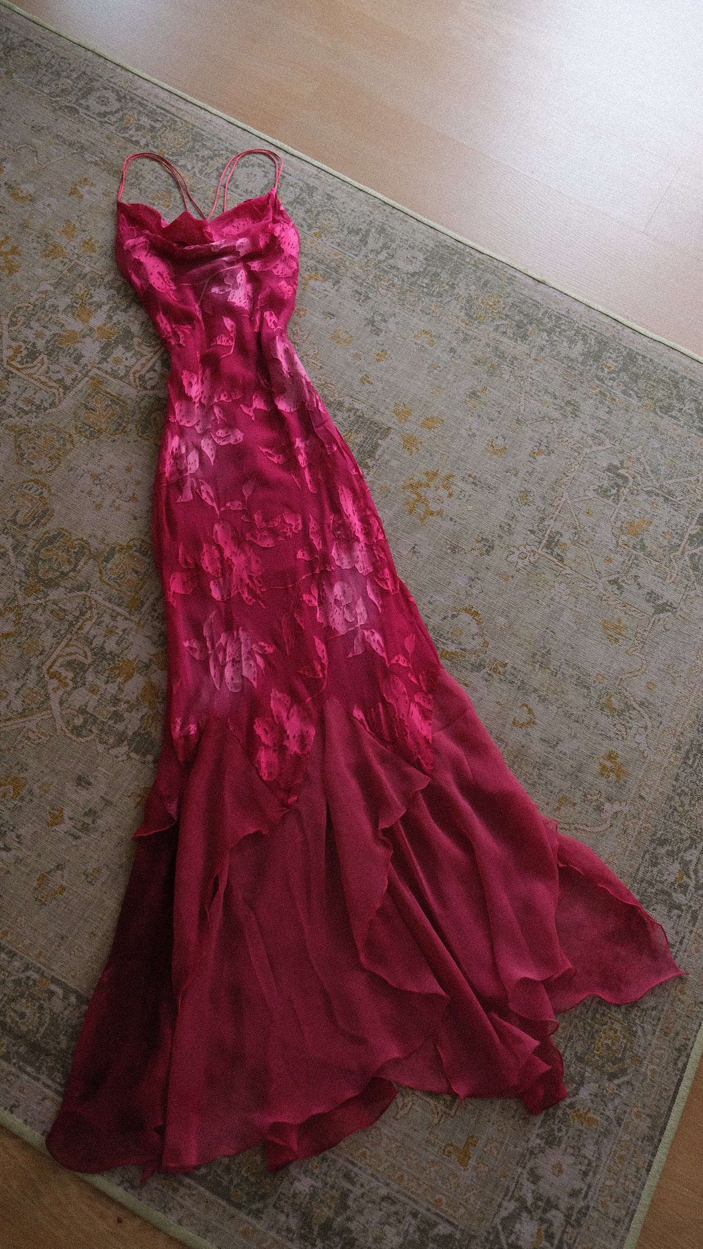 Vintage Spanish pink floral dress (S/M)