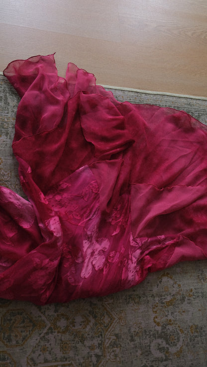 Vintage Spanish pink floral dress (S/M)