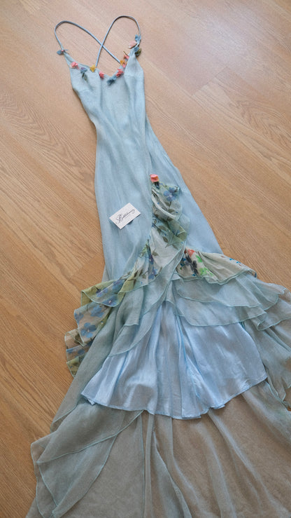 Vintage Spanish silk mermaid dress (S-M)