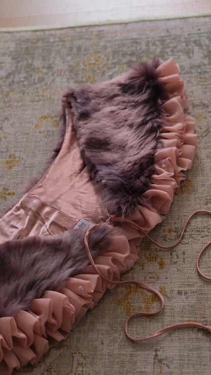 Vintage faux fur ruffle bolero (ONE SIZE)