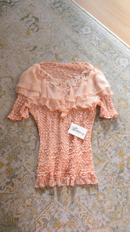 Vintage ruffle short sleeve (S-M)