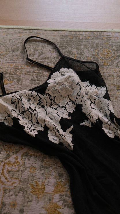 Vintage French black and white babydoll (S-M)
