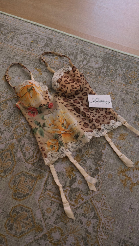 Vintage La Perla floral x animal print corset (75/34, B cup)