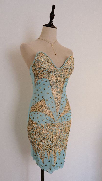 Aqua and gold mermaid dress (XS/S)