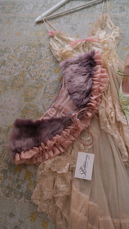 Vintage faux fur ruffle bolero (ONE SIZE)
