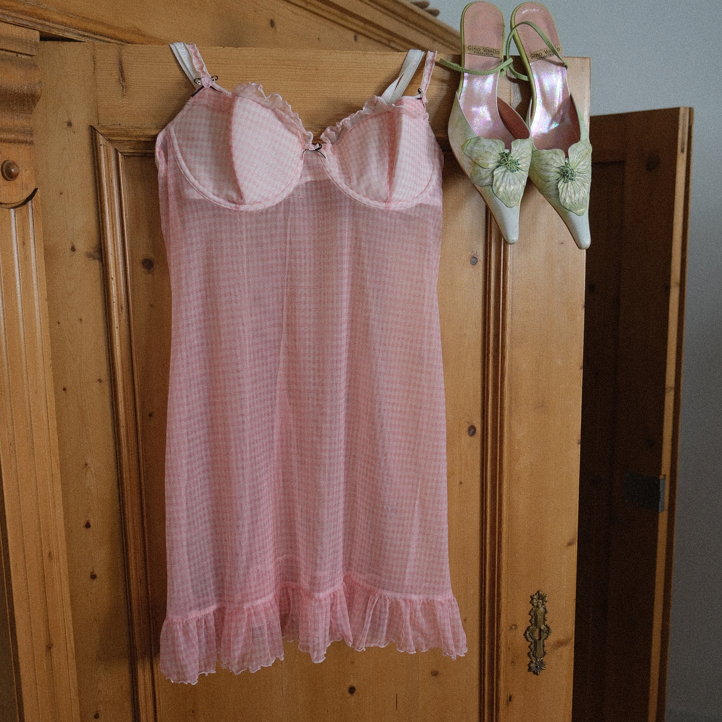 Chantal Thomass vintage pink gingham babydoll (75C/34C)