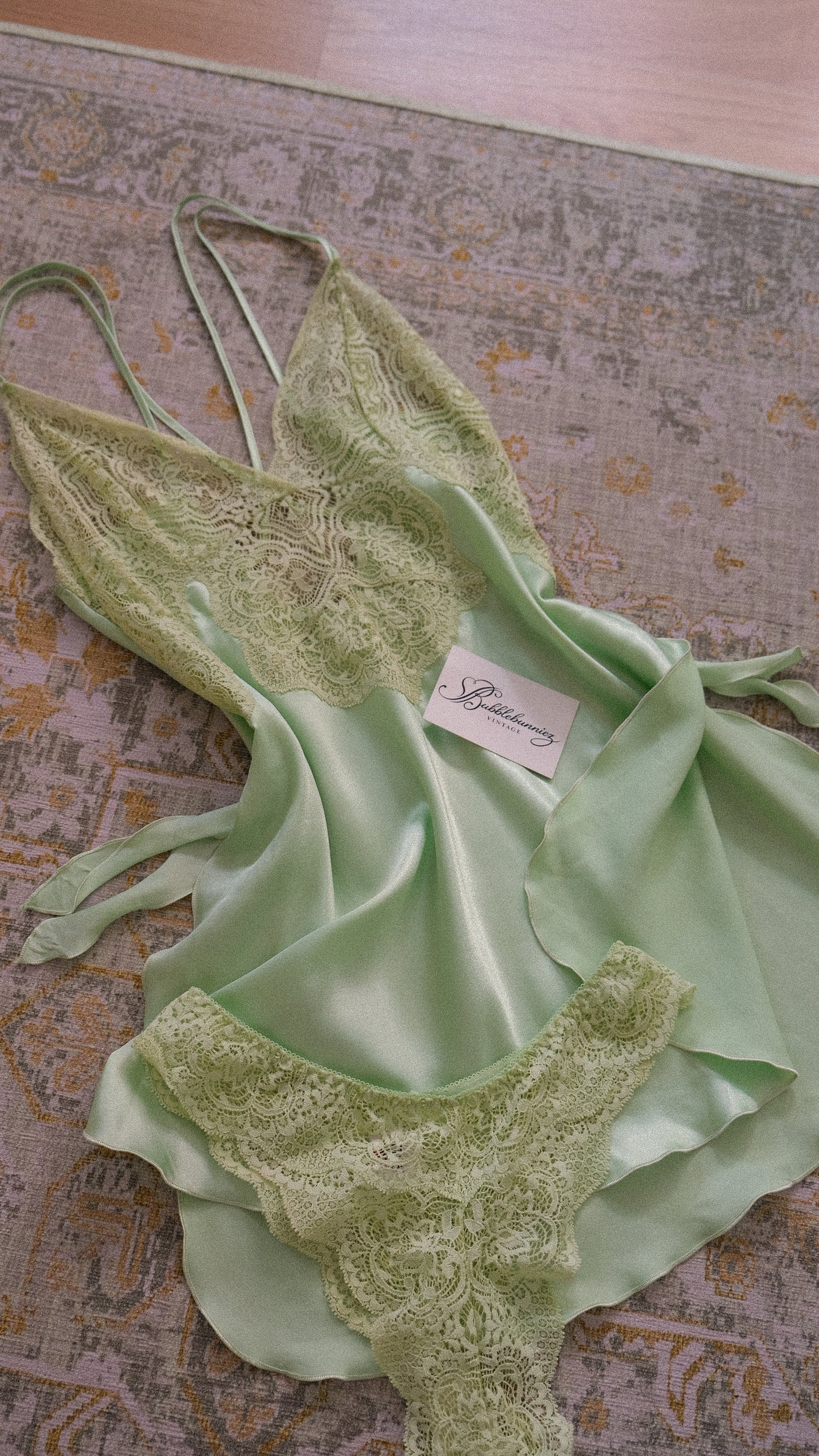Mint green 2 piece lingerie set (M)