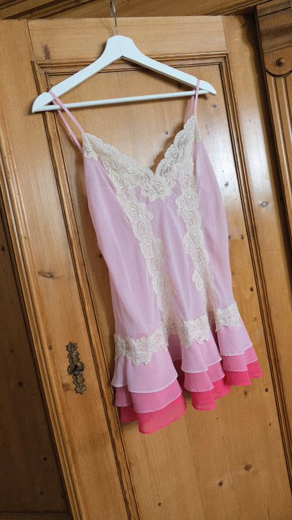 Vintage layered pink babydoll (M)