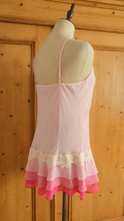 Vintage layered pink babydoll (M)