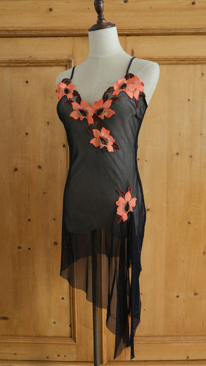 Vintage French tropical mesh babydoll (S-M)