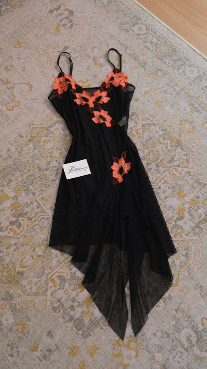 Vintage French tropical mesh babydoll (S-M)
