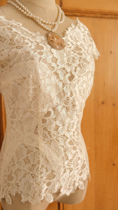 Vintage Italian ivory bridal 2 piece set (XS/S-S)