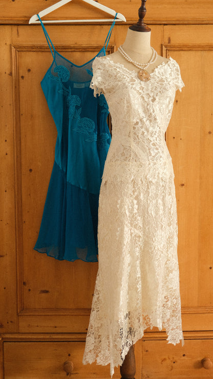 Vintage Italian ivory bridal 2 piece set (XS/S-S)