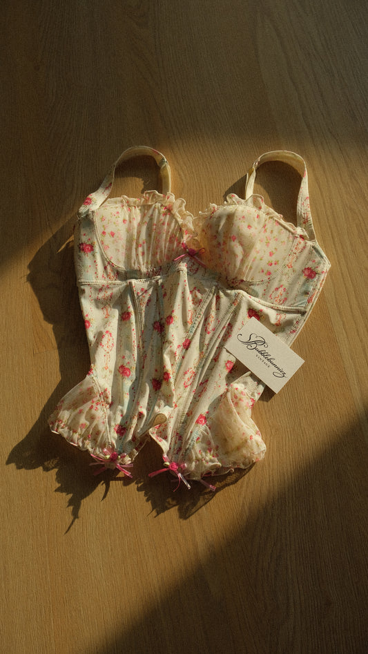 Vintage Chantal Thomass floral balconette corset (34/75, B or C cup)