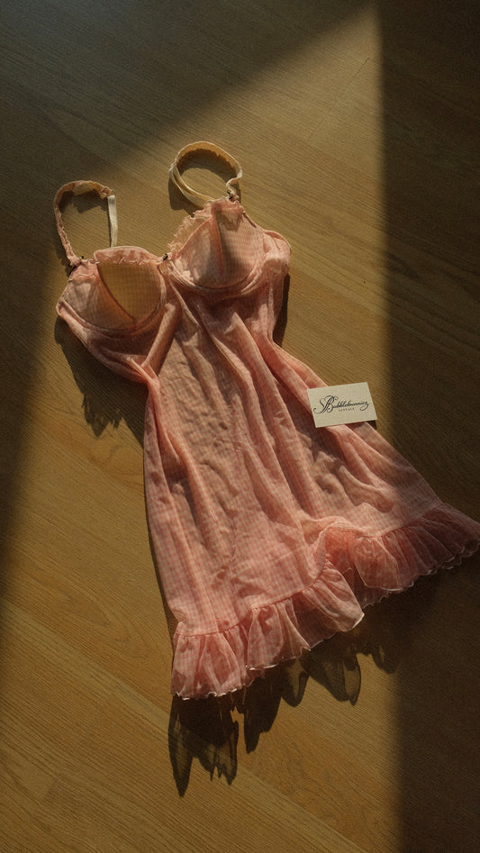 Chantal Thomass vintage pink gingham babydoll (75C/34C)