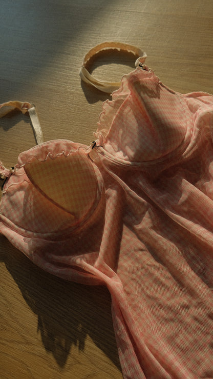 Chantal Thomass vintage pink gingham babydoll (75C/34C)