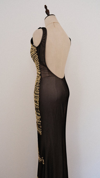 The timeless golden allure dress (S, S/M)