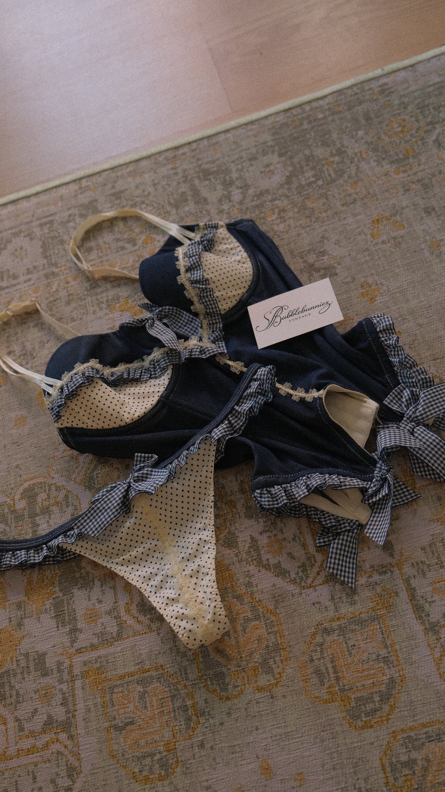 Navy Gingham French corset (80B/36B)