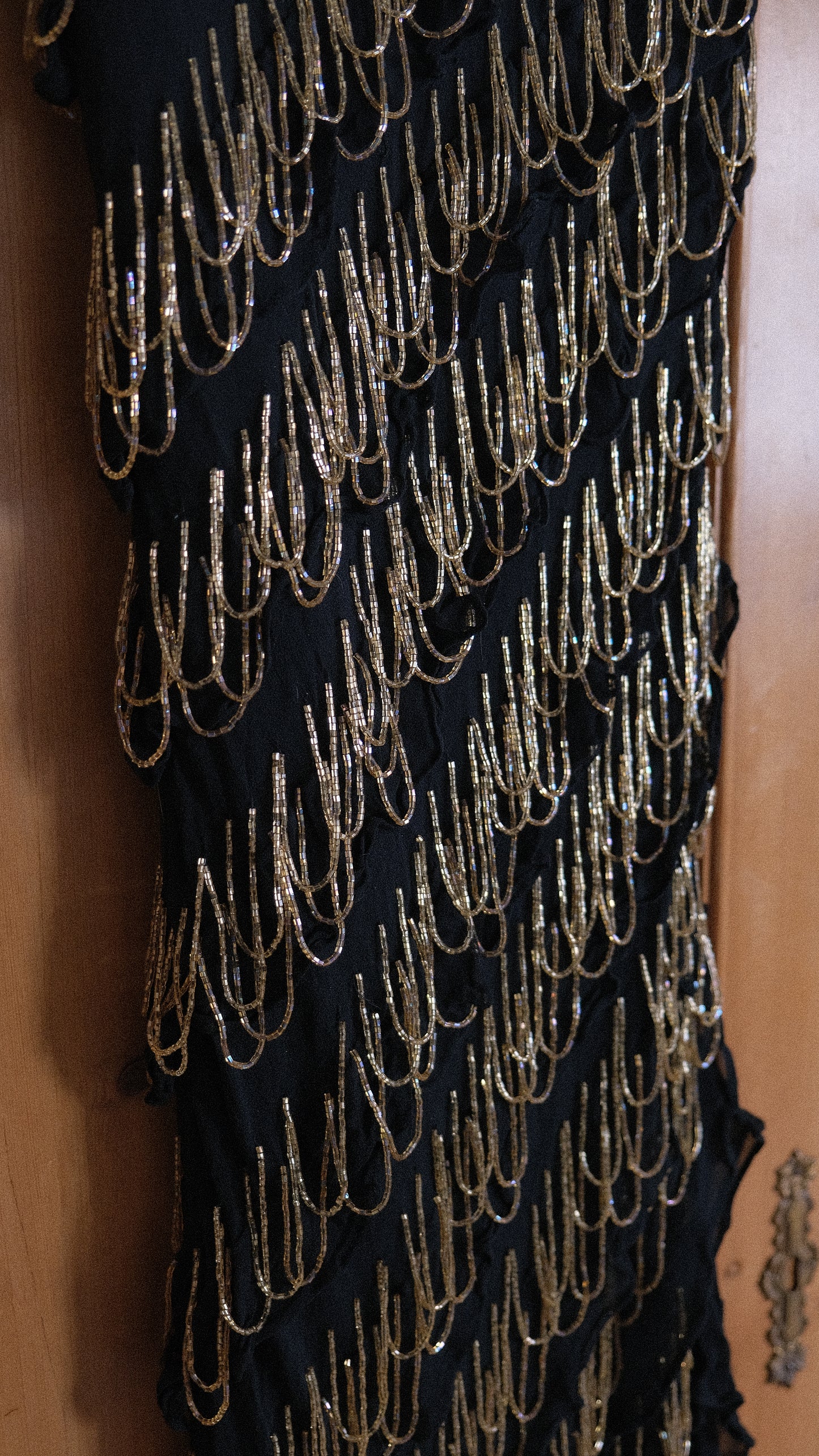 Black and gold vintage evening dress (M)