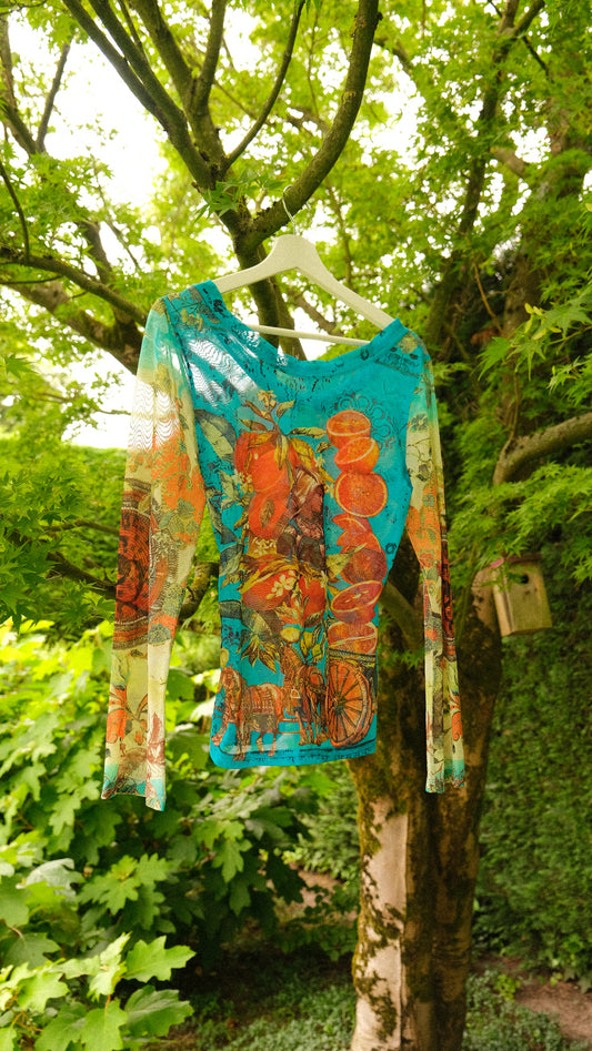 Vintage Save the Queen oranges mesh long sleeve (M-L)