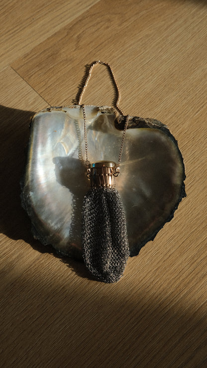 Rare silver and gold tone vintage chainmail purse