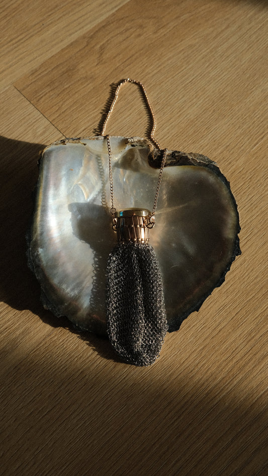Rare silver and gold tone vintage chainmail purse