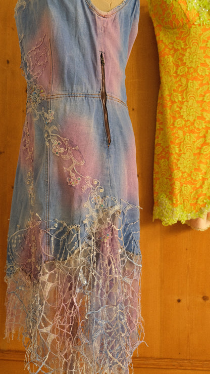 Vintage denim mermaid dress (M)