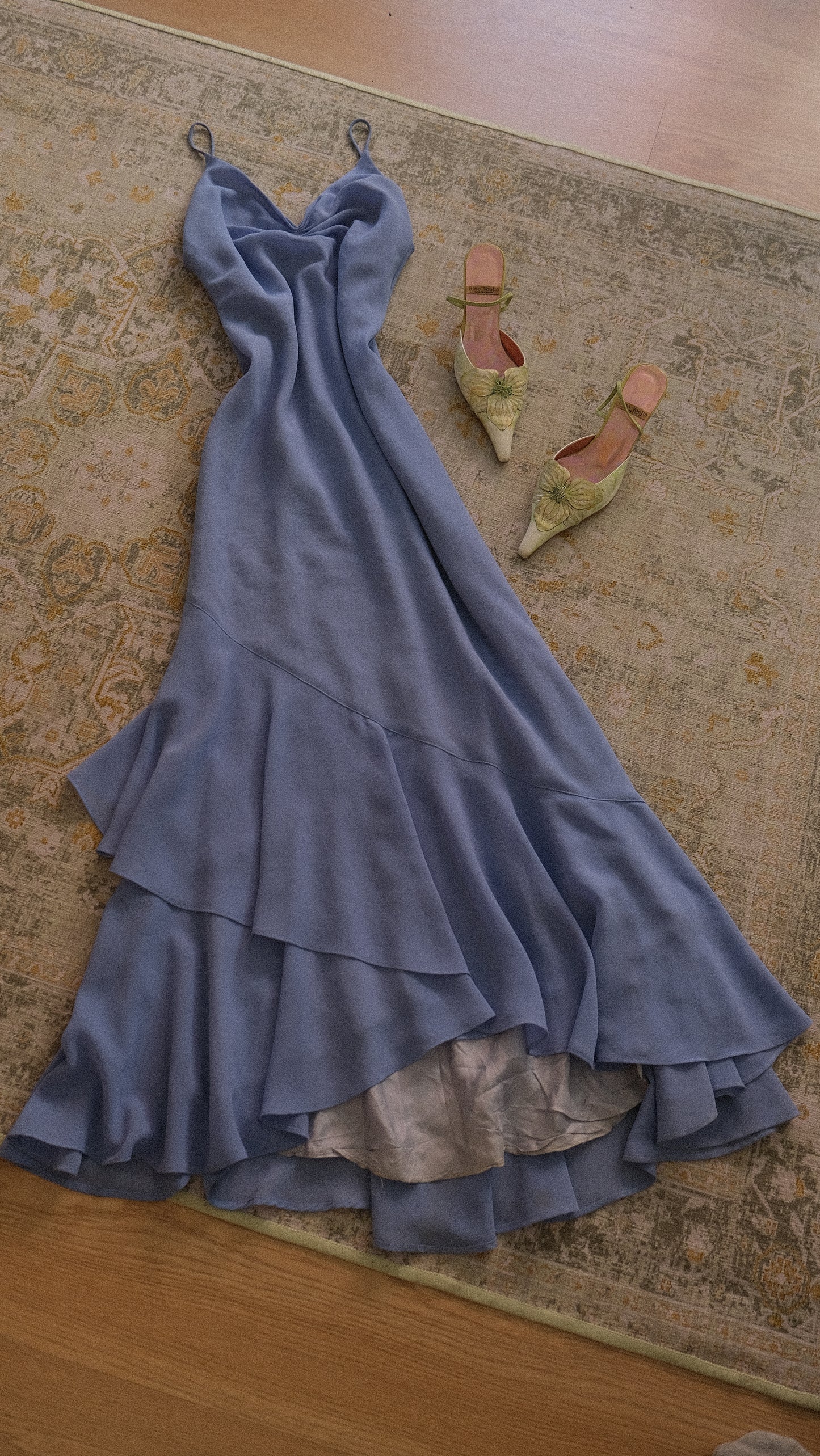 Vintage soft ocean blue dress (S-M)
