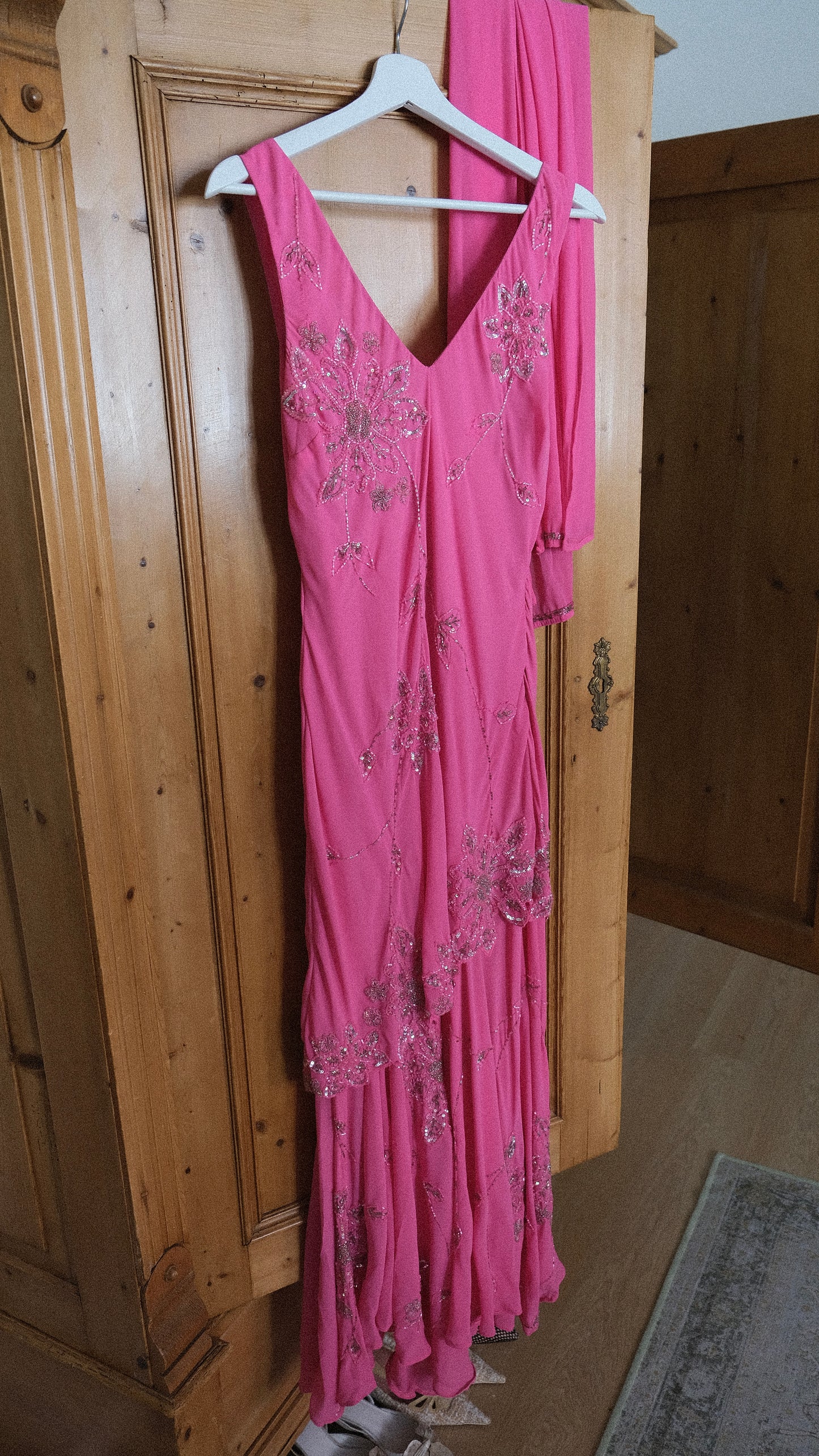 Vintage pink floral dress (M-L)