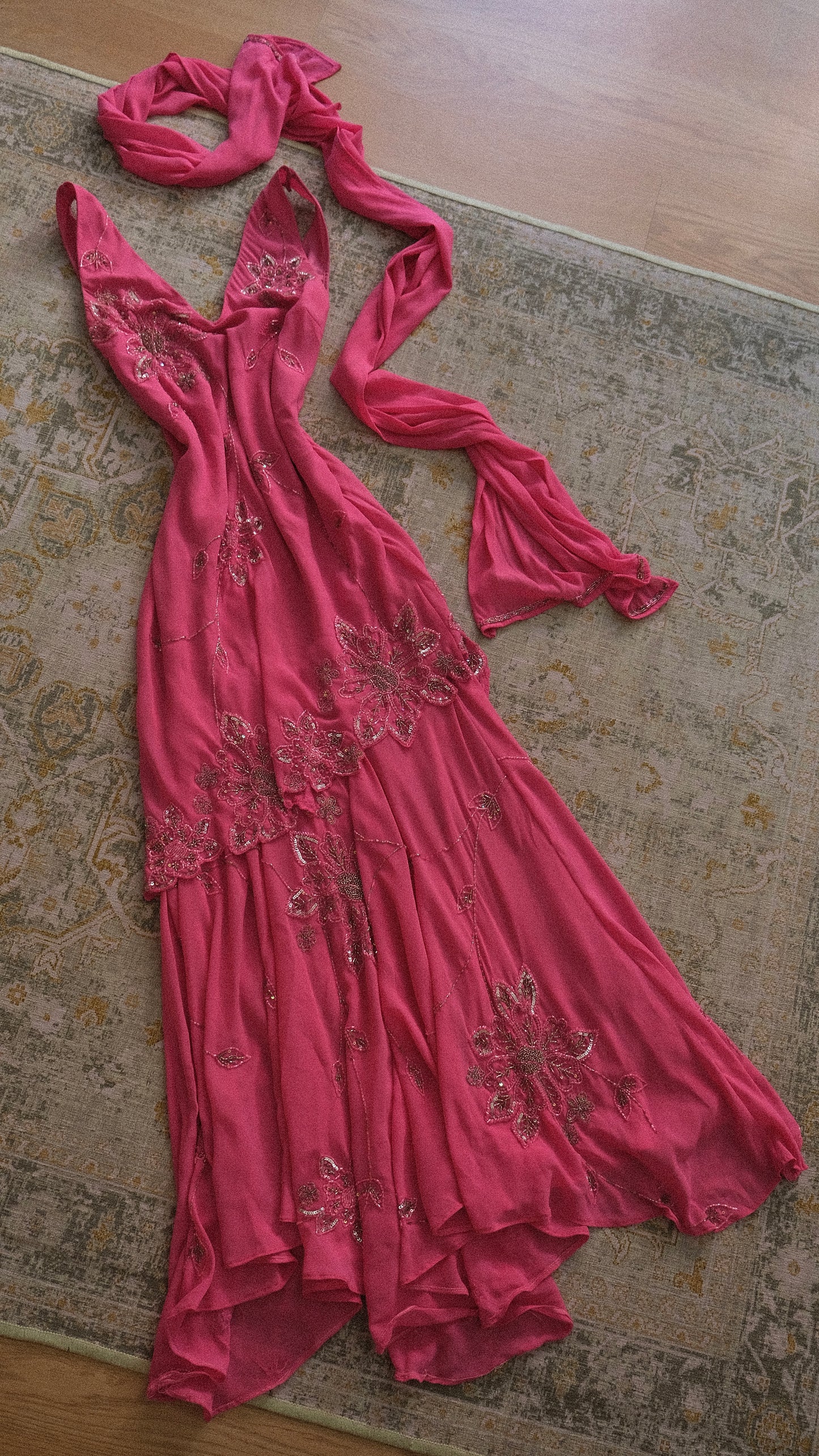 Vintage pink floral dress (M-L)