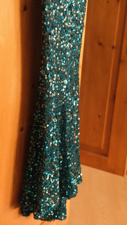 Emerald green sequin dress (M)