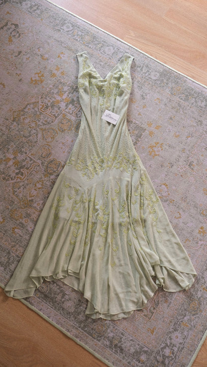 Vintage Yve London mint green flutter dress (M)
