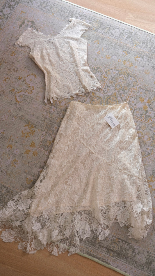 Vintage Italian ivory bridal 2 piece set (XS/S-S)