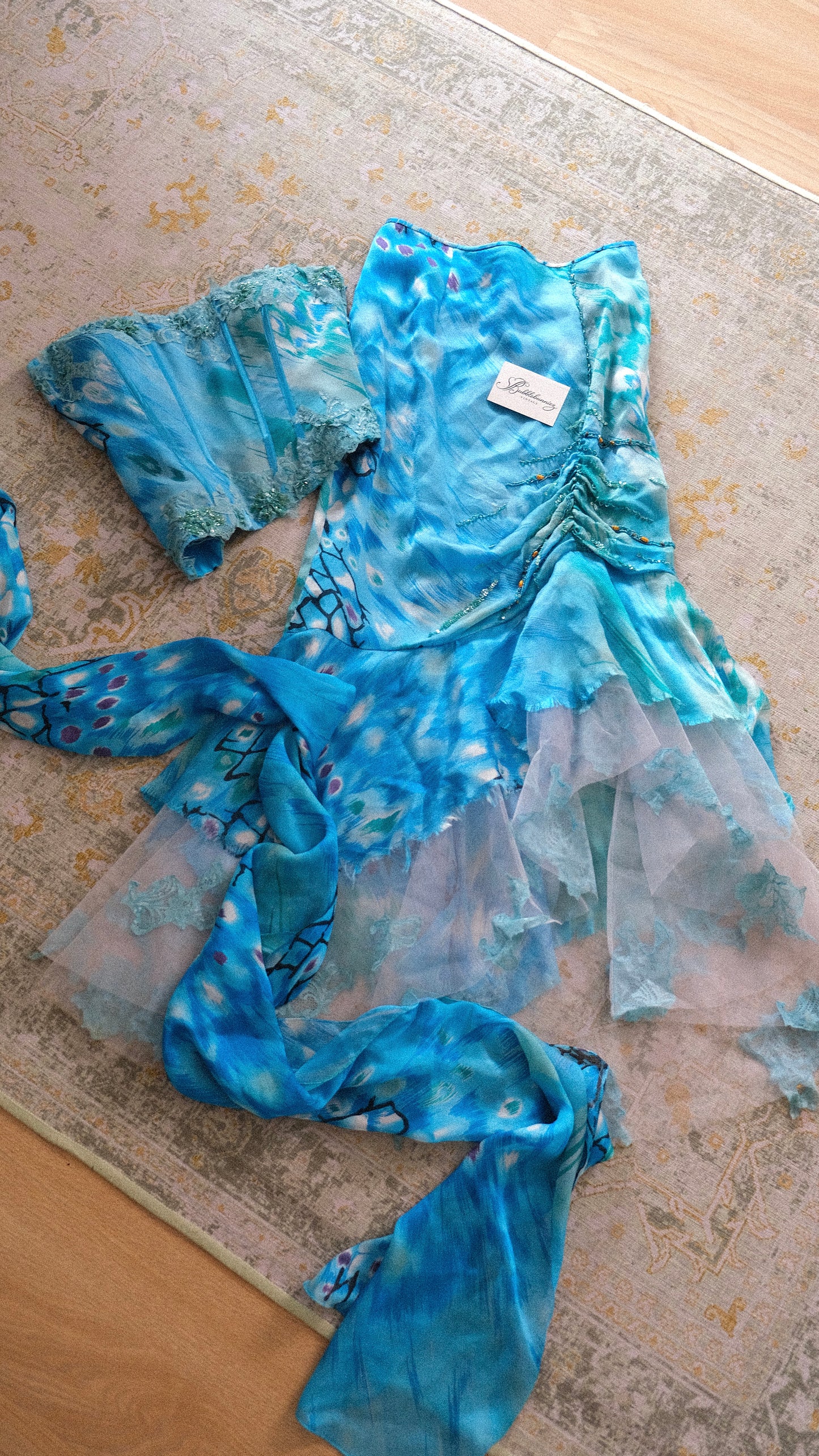 Vintage vibrant blue mermaid 3 piece set (S)