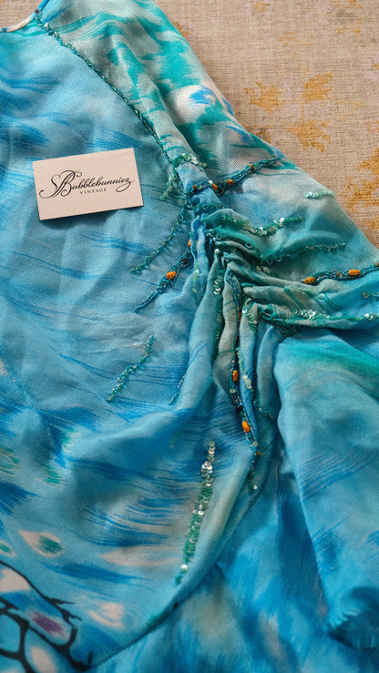 Vintage vibrant blue mermaid 3 piece set (S)