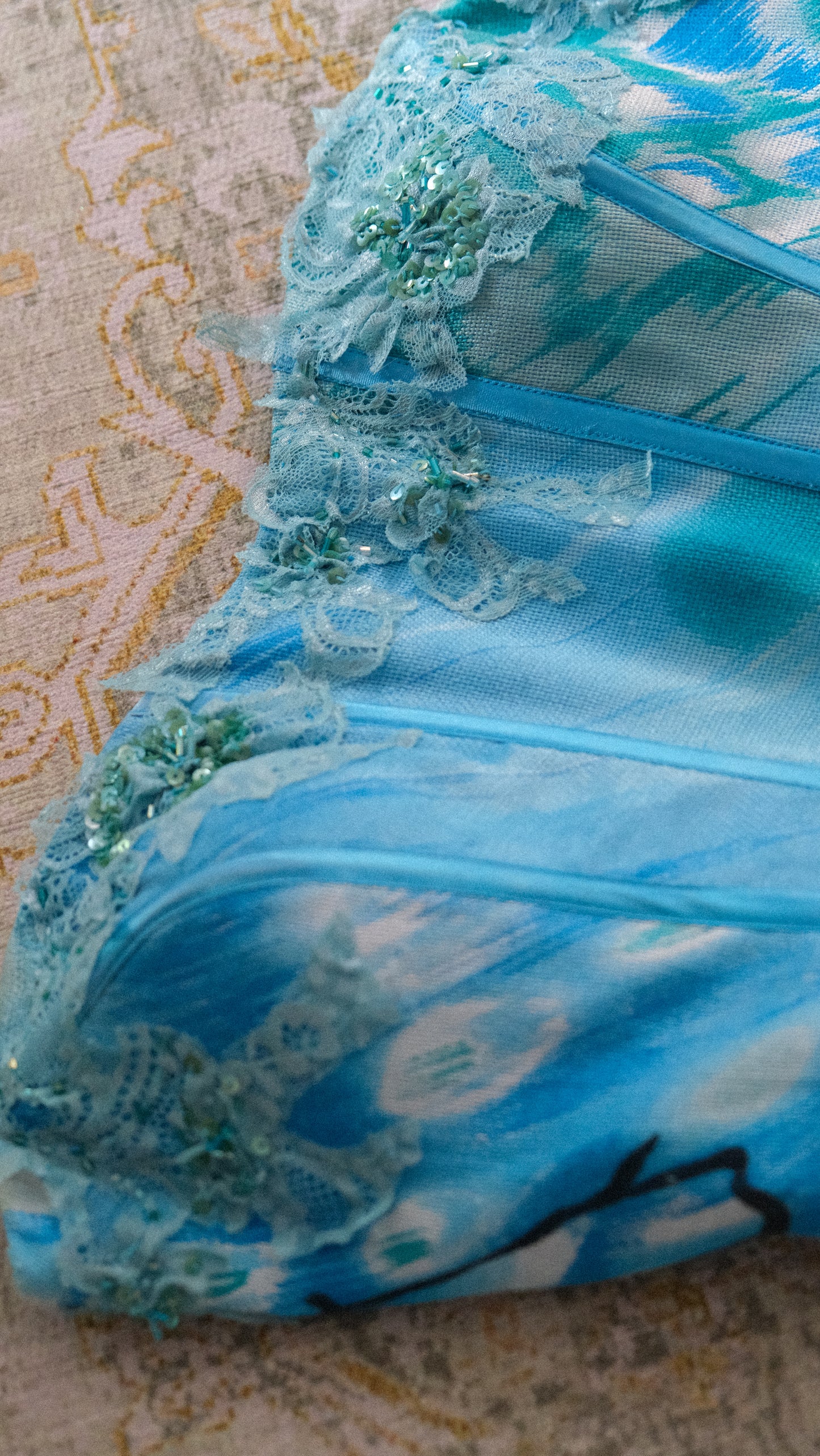 Vintage vibrant blue mermaid 3 piece set (S)