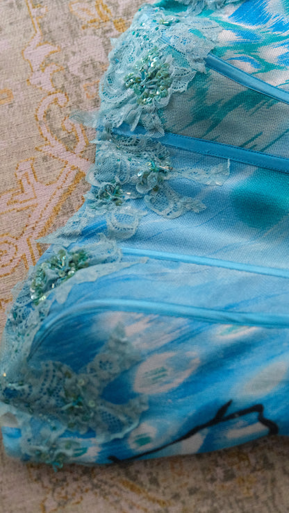 Vintage vibrant blue mermaid 3 piece set (S)