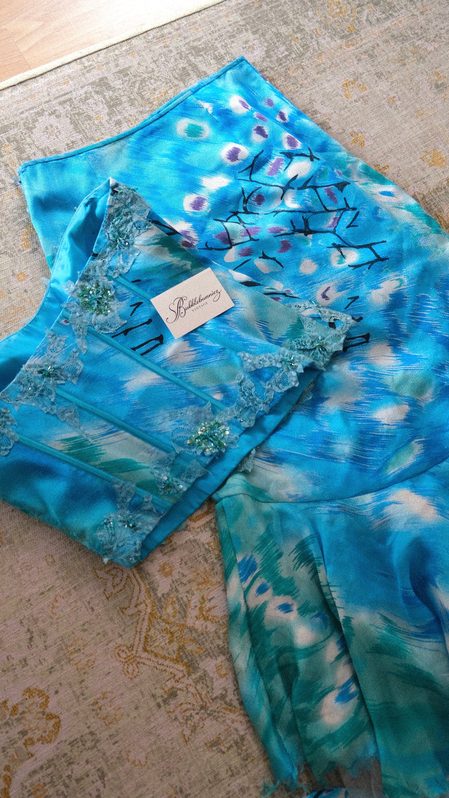 Vintage vibrant blue mermaid 3 piece set (S)