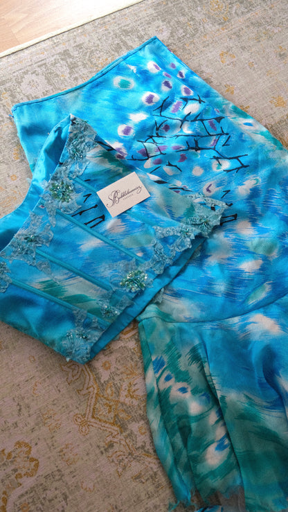 Vintage vibrant blue mermaid 3 piece set (S)