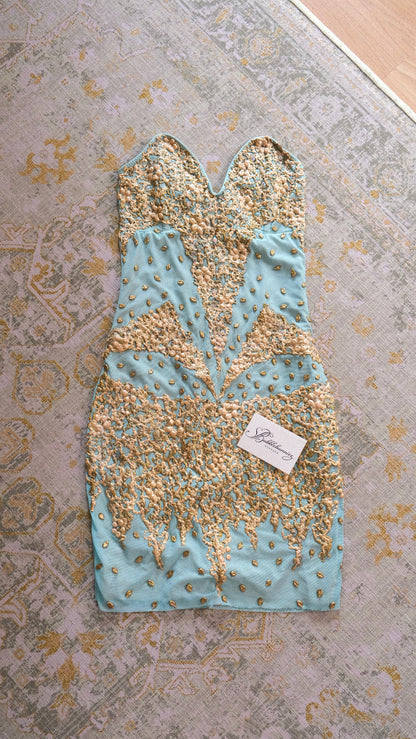Vintage Miami hand-painted siren dress (XS)