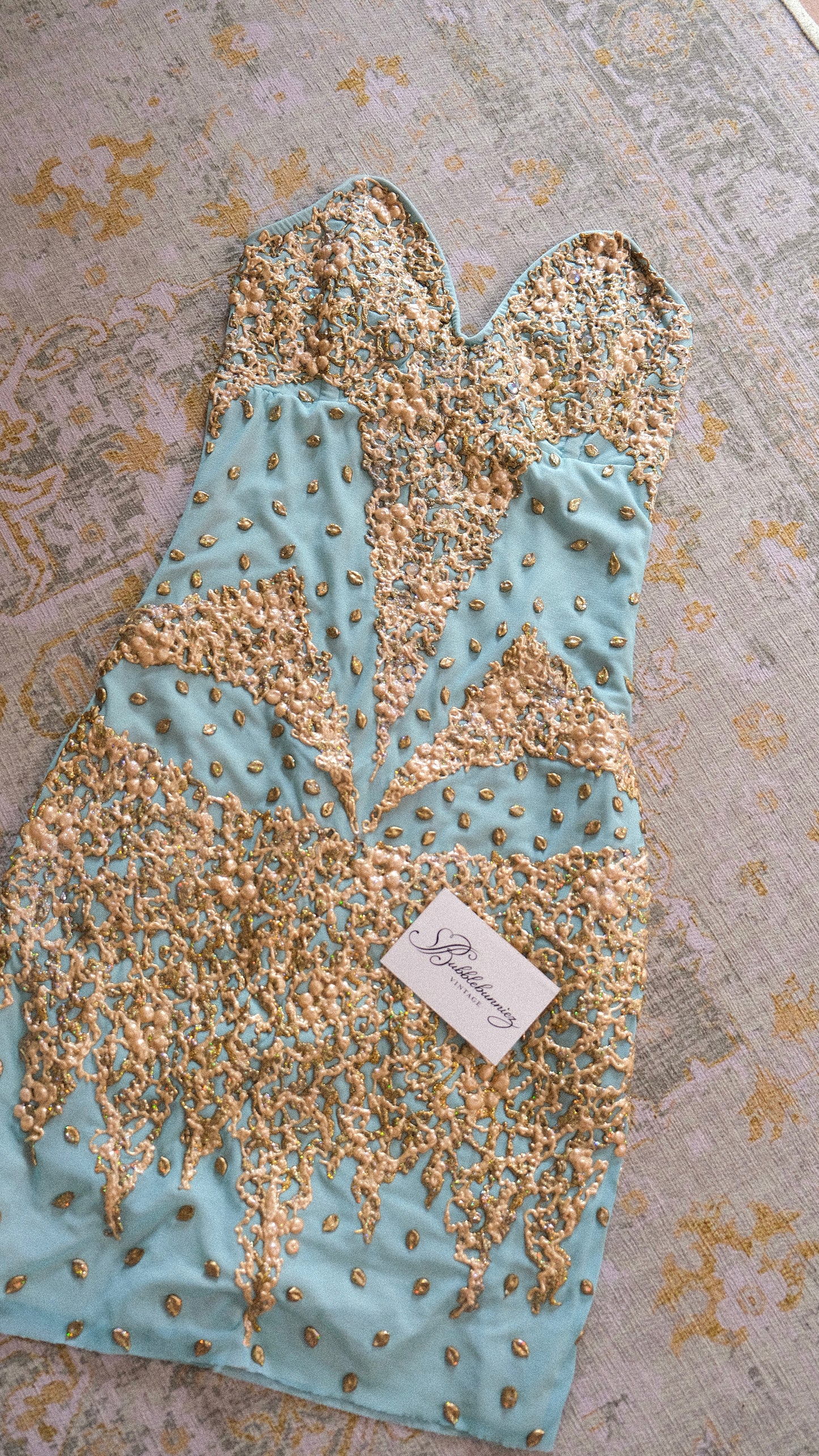 Vintage Miami hand-painted siren dress (XS)