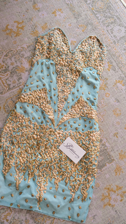 Vintage Miami hand-painted siren dress (XS)