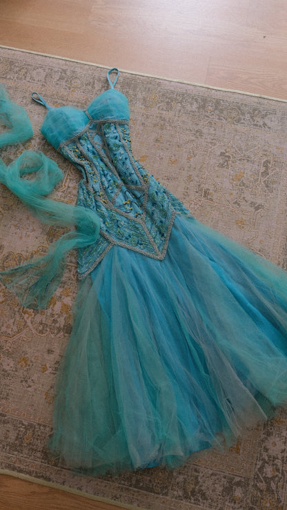 Vintage Bicici blue mermaid dress (M)