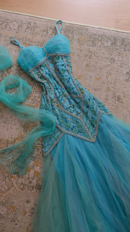 Vintage Bicici blue mermaid dress (M)